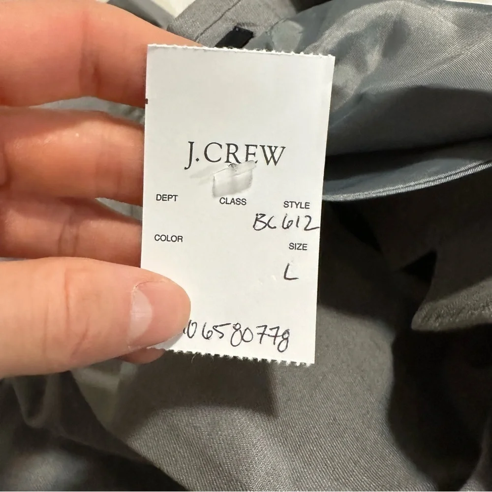 J crew slim fit suit jacket blazer stretch hemp organic cotton steel grey